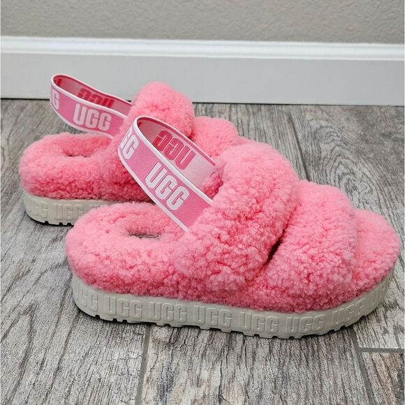 UGG Pink Adjustable Slide Sandals Oh Fluffita - Picture 8 of 14